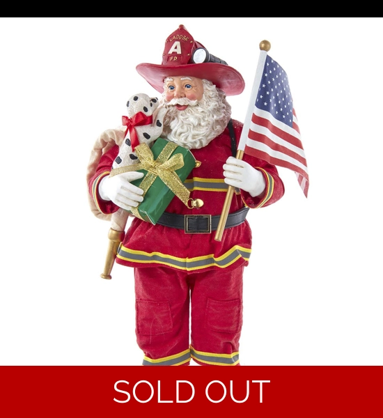 Kurt Adler Fabriche 10.5" Fireman Santa W/Flag